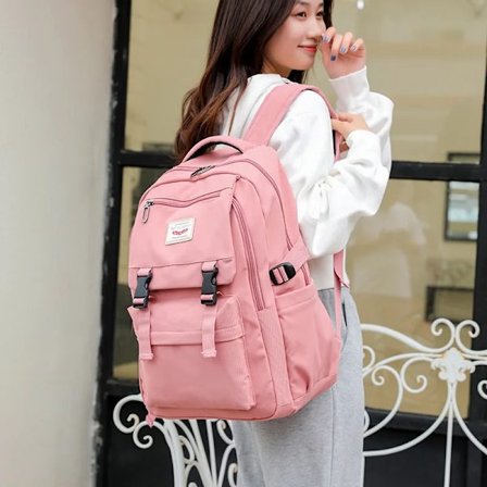 Ny Mote Dame Ryggsekk Vanntett Stor Kapasitet Nylon Ryggsekk Street Style Ryggsekk Dame Studentveske Reiseveske~07160