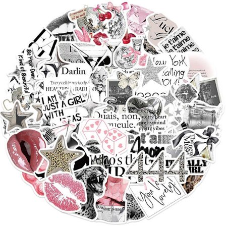 50 stk. tegneserie PET-klistermærke, vandafvisende æstetisk klistermærke, kompatibelt med scrapbooking, journal, notesbog, telefoncover, guitar, 