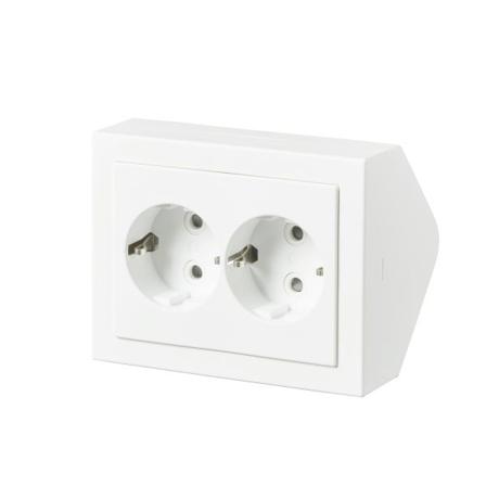 ABB 402EE-884 Hjørneboks 2-veis, hvit, jordet, Strømbrytere & vegguttak