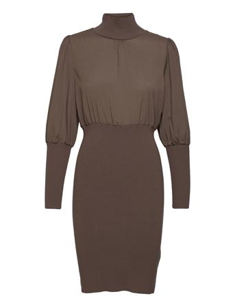 Krista Knits L/S High Nk Dress Brown French Connection