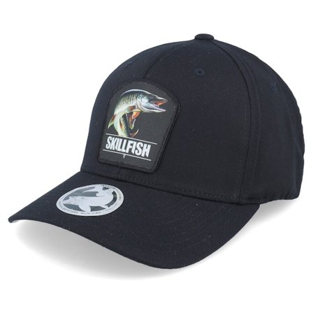 Skillfish - Black - flexfit - Cap - Muskellunge Muskie Wooly Combed Black Flexfit - Hatstore