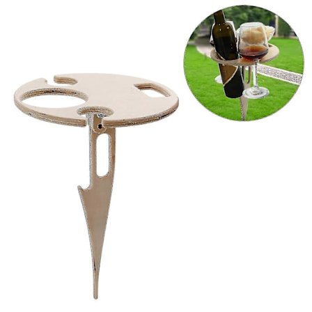 Vinbord i tre for strand, strandvinbord, bærbart utendørs vinbord med sammenleggbar, mini sammenleggbart bord, vingaveidé, bærbart vinbord for