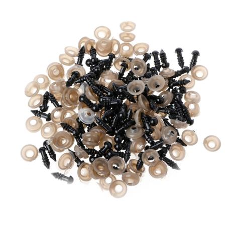 100 st/påse DIY för dockleksak ögon svart plast säkerhetsögon dockor för docka med 5MM