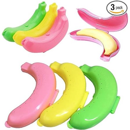 3 stk bananetui, søt bananbeskytter oppbevaringsboks, bærbar bananholder for matbokser, BPA-fri fruktbeholder for utendørsreiser (3 farger)