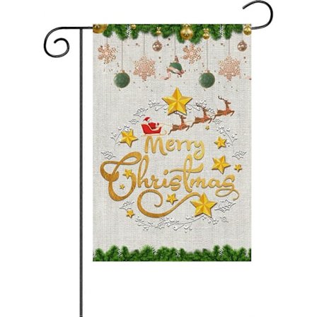 Vinter Snøgnomer Krans God Jul Hageflagg 30x45 cm Uteplass Utendørs Hjem Plen Dekor Vinter Jul Snø Hageflagg -A (LGL)