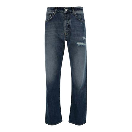 14 Bros Byxor made of cotton denim Classic five pocket model Zipper and button closure Regular fit Medium blue denim wash Denim Made in Italy 