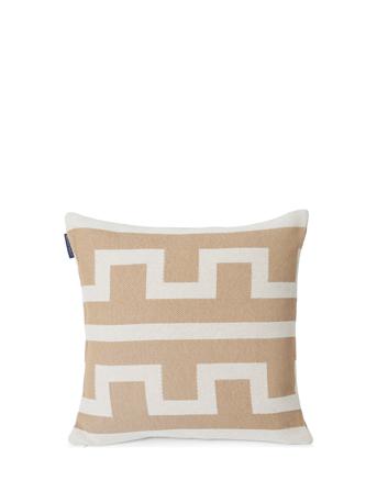 Graphic Recycled Cotton Pillow Cover Home Textiles Cushions & Blankets Cushion Covers Beige Lexington Home