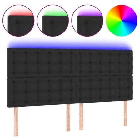 vidaXL Sänggavel LED svart 160x5x118/128 cm konstläder Svart