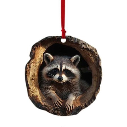 2D Akryyli Pöllö Pesukarhu Joulukuusi Eläinkuvio Koriste Raccoon