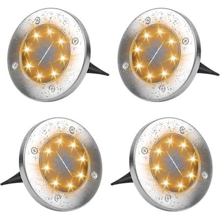 4 Pcs Outdoor Solar Powered Garden Light With Warm White Led Solar Ground Light Outdoor For Path Gar