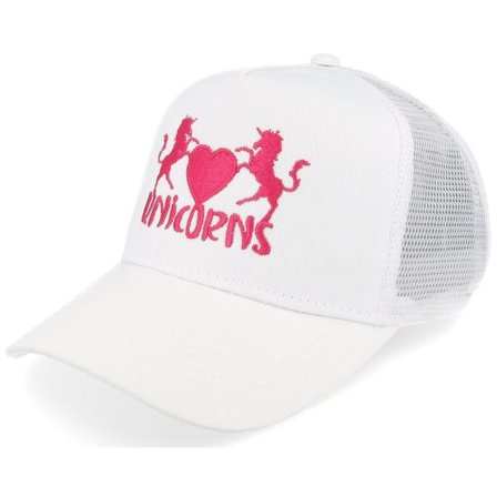 Unicorns - Vit trucker Keps - Kids Unicorns Heart White/White A-Frame Trucker @ Hatstore
