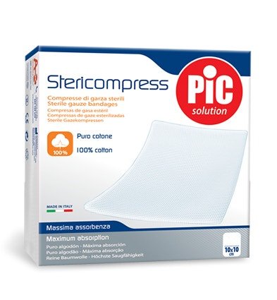 Pic Stericompress Garze Sterili Cotone 10x10cm 50 Pezzi