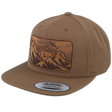 Wild Spirit - Big Mountain & Birds Patch Tan Snapback Snapback Brown Cap - @ Hatstore