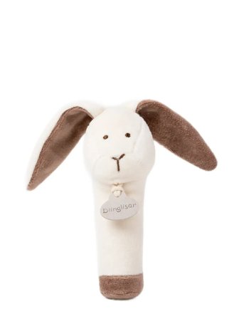 Teddykompaniet Diinglisar Organic, Rabbit Rattle - White - 16 cm