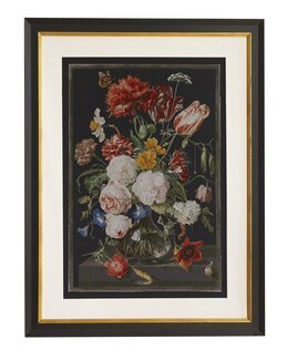 Billede Stilleben med blomster i glasvase på sort - Thea Gouverneur