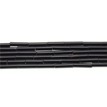 Luonnollinen musta onyx helmiä pylväs sylinteri putki löysä jalokivi