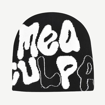 2023 Ny Strikkede Beanies Hat Mænd Kvinder Paragraf Kvalitet Cap Mea Culpa Y2k Varmt Mode Hundrede Tag Kold Hat Til Kvinder Hatte