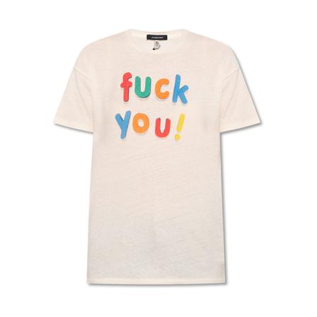 R13, Printed T-shirt Beige, Dames, Maat:S