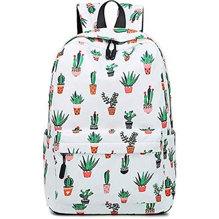 Ny, passende pigers afslappede rygsæk, universitetsstuderende, skoletaske, håndtaske, kaktusprintet rejse skulderrygsæk