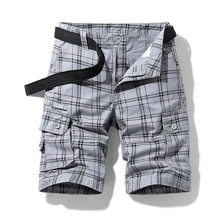 Herr Rutig Shorts Midja Lös Mångsidig Twill Cargoshorts
