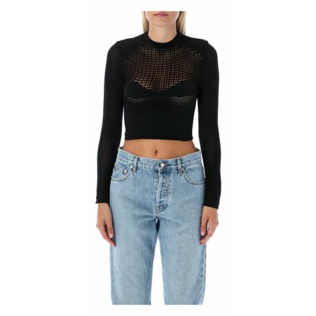 Ambush, Round-neck Knitwear Zwart, Dames, Maat:M