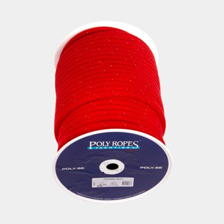 Cabo náutico em bobina PolyRopes Cruiser, alma de poliéster, capa de poliéster trançada 24 vezes, Ø14 mm, 110 metros, vermelho