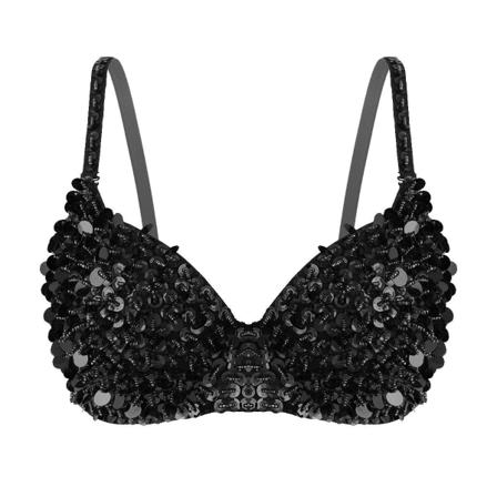 Dam Tribal Glitter Sparkle Belly Dance Pärlstav BH med paljetter Black 38/85