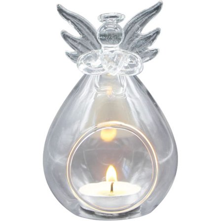 Enkelihahmo Tealight-kynttilänjalka 2 kpl Tealight-kynttilänjalat Lasinen kynttilänjalka Kirkkaat tealight-kynttilänjalat Kynttelikkö Kynttilälautanen