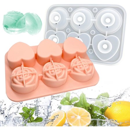 Iskubbeform 3D Silikon Hjerte Rose Form Iskuleform Iskuler Til Kjøling Whisky Cocktails Dricks Iskuleformer Former