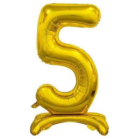 Stående Sifferballong Guld 74cm "0-9" Siffra 5 - Partyninja.se