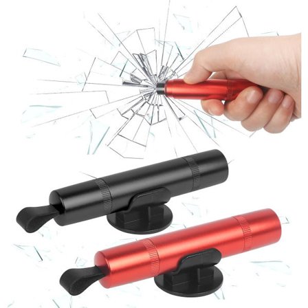 Sikkerhedshammer 2 Stykker 2 i 1 Sikkerhedshammer & Selekniv Nødhammer Bilhammerholder Sikkerhed Sikkerhedshammer Hammer Glasbryder Sort Rød