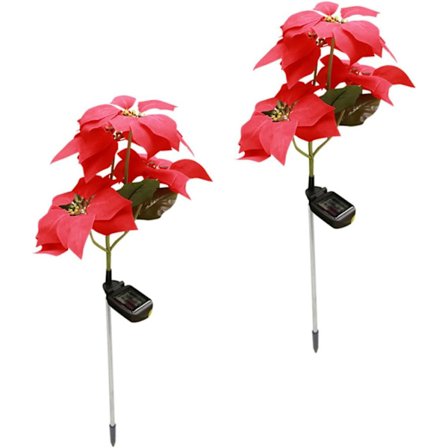 2-pack Juldekoration Solcellslampor – Julstjärna Trädgårdsstake, Dekoration för Gräsmatta & Trädgård_TF_TF