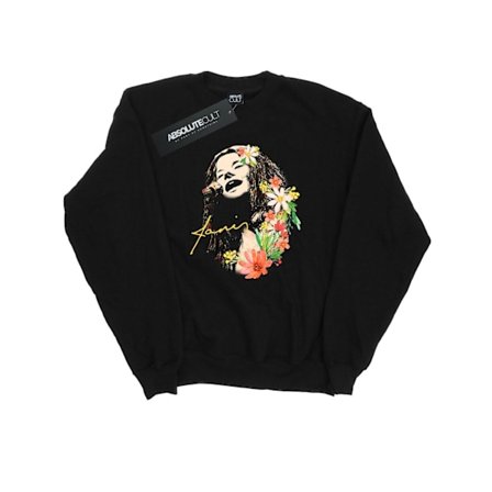 Janis Joplin Herr Blommig Mönstrad Sweatshirt L Svart