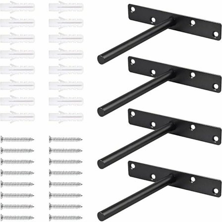 4 stk flytende hyllebrakett i solid stål, skjult blind hylle med skruer Meta