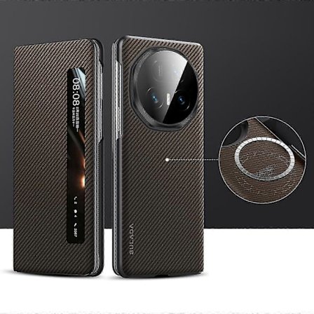 SULADA Kevlar 600D Teksturoitu Älykäs Ikkunallinen Nahkainen Puhelinkotelo Honor Magic V5:lle