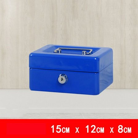 Metallkasse Sikkerhet Safe BLÅ 15CM X 12CM X 8CM