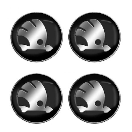 4 stk. 65mm bilhjulkapsel i metal til Skoda