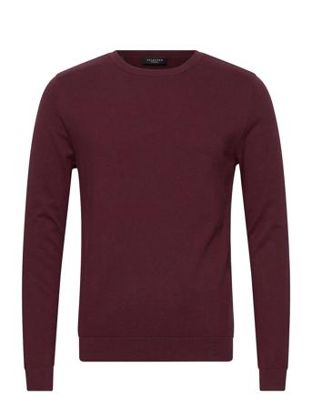Slhberg Crew Neck B Neulepaita Pyöreä Kaula-aukko Tummanpunaiset Selected Homme