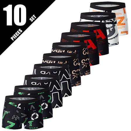 10-pak Herre Undertøj, Afslappede Boxer Briefs, Åndbare og Komfortable Elastiske Boxershorts, Træningsshorts