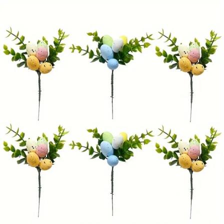 Set med 6 Påskäggbuketter, Påskäggbukett Träddekorationer, Blomsterarrangemang