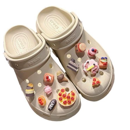 13 stk. pizzakage skotilbehør til Croc Charms til teenagere og mænd