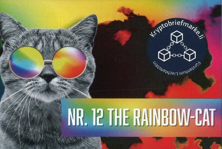 Liechtenstein - Nr. 12 Regnbuekatten - Kryptofrimærke
