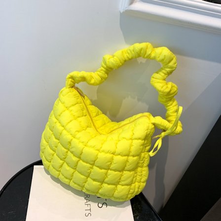 Plaid skuldertaske Puffy Håndtaske GUL