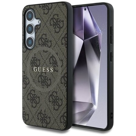 Guess Læder 4G farvet ring Classic Logo MagSafe Samsung Galaxy S25 Plus etui brun
