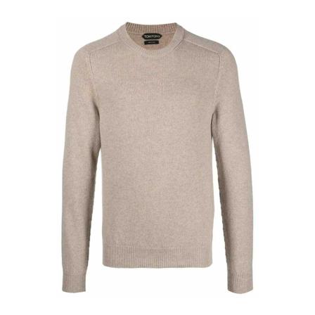 Tom Ford, Round-neck Knitwear Beige, Heren, Maat:M