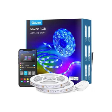 Govee RGB Smart Wi-Fi + Bluetooth LED Strip (2x5m) Wi-Fi, App kontroll, Musikk synkronisering