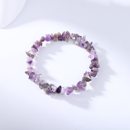 Naturlig Amethyst Stenarmbånd Uregelmæssig Elastisk Knust Sten Armbånd