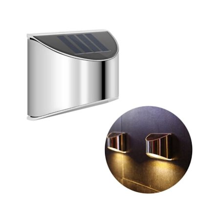 Sollampa Ulkovalaisin Aurinko Seinävalaisin Ruostumaton teräs Vedenpitävä aita valo 4LED Piha Puutarha Maisema Seinävalaisin IP65 Lämmin valo