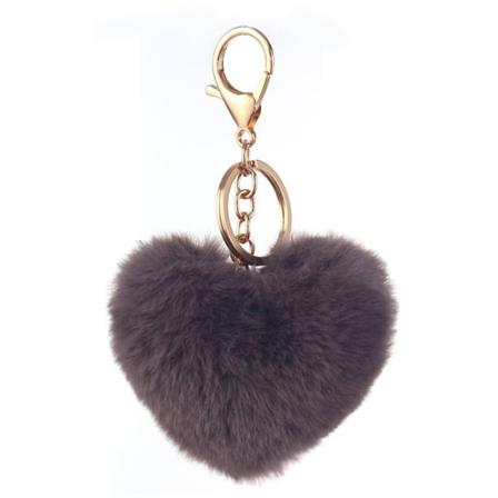 1 stk nøkkelring Fluffy Heart Pom for bilveske-sjarme (tilfeldig farge)
