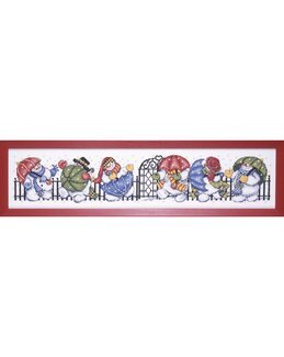 Broderikit Tavla Snögubbar på promenad